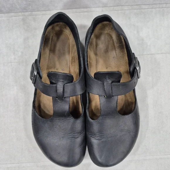 Birkenstock Paris T strap Mary Jane shoes size 40 women's US 9 black leather - Picture 2 of 14